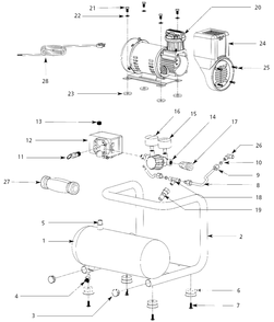 Air-Compressor Parts Diagram and Parts List for EX1001  Campbell Hausfeld Compressor